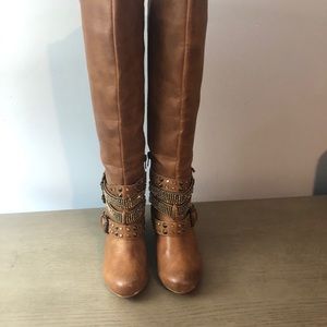 Not Rated Brown Knee High Heeled Boots sz8